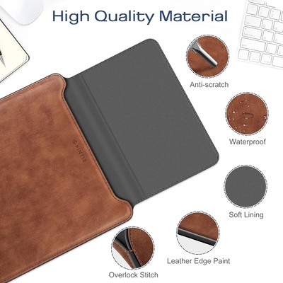 노트북 케이스 MacBook Air 13.6M3 M2 A3113 A2681/MacBook Pro 14 A2992-PU 스탠드 기능이 있는 가죽 얇은 가방 덮개, 갈색