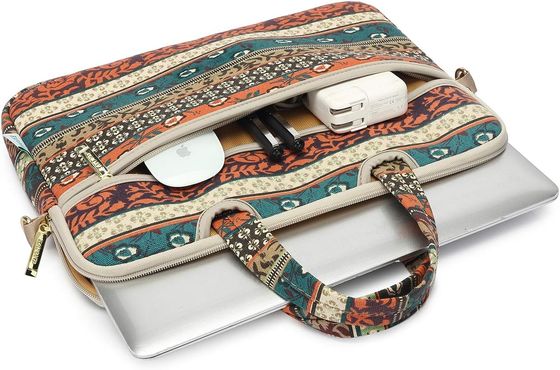 12.5~14인치 노트북용으로 디자인된 노트북 가방으로, 패딩 처리된 내부 프린트 캔버스 원단과 다양한 휴대 옵션을 제공합니다.