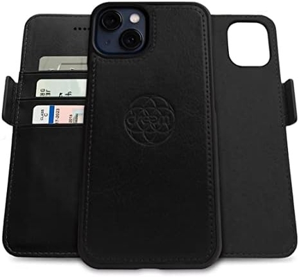 아이폰 13 지갑 케이스 / 2인1 충격 케이스 및 분리 가능한 채식 가죽 세트, MagSafe 호환, RFID 보호