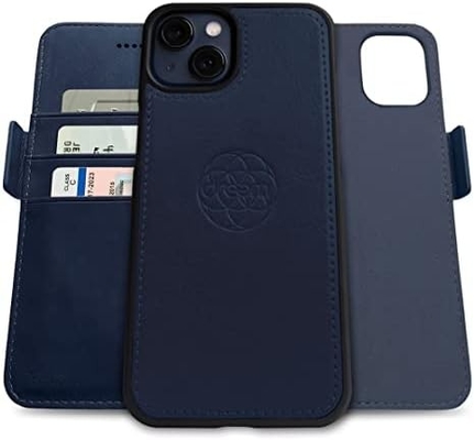 아이폰 13 지갑 케이스 / 2인1 충격 케이스 및 분리 가능한 채식 가죽 세트, MagSafe 호환, RFID 보호