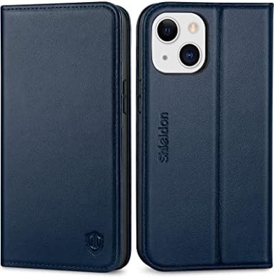 가죽 지갑 접는 케이스 자석 밀폐 RFID 차단 카드 슬롯 홀더 iPhone 13와 호환되는 완전히 보호 케이스