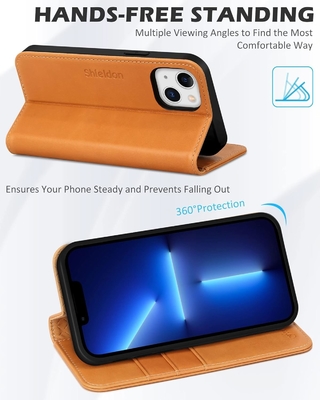 가죽 지갑 접는 케이스 자석 밀폐 RFID 차단 카드 슬롯 홀더 iPhone 13와 호환되는 완전히 보호 케이스