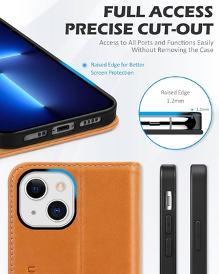 가죽 지갑 접는 케이스 자석 밀폐 RFID 차단 카드 슬롯 홀더 iPhone 13와 호환되는 완전히 보호 케이스