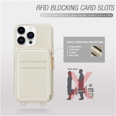 아이폰 12 프로/아이폰 12 지갑 케이스, 지퍼 크로스보디 가방, 손목밴드, RFID 보호 지갑 케이스