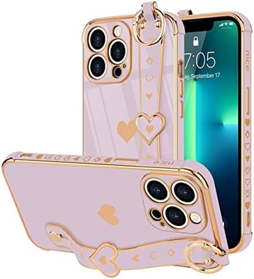 아이폰 12 프로 귀여운 사랑-마음 플래팅 스트랩 여성 소녀 Bling 실리콘 카메라 렌즈 보호 배머