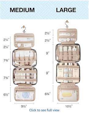 BAGSMART Toiletry Bag Hanging Travel Makeup Organizer with TSA Approved Transparent Cosmetic Bag Makeup Bag for Full Sized Toiletries, Medium-Black