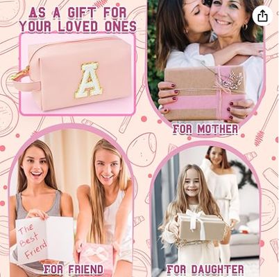 손잡이가 달린 맞춤형 이니셜 메이크업 가방, 내부 지퍼 포켓이 있는 프리피 화장품 가방, 8 9 10 11 12 13 14세 소녀, 십대 소녀, 여성, 교사를 위한 졸업 선물