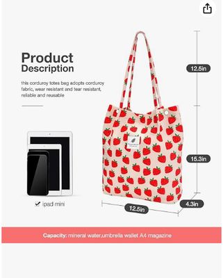 여자 여자, 큰 용량 코드루로이 재사용 식료품 배낭