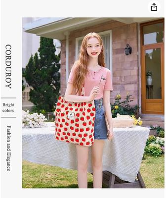 여자 여자, 큰 용량 코드루로이 재사용 식료품 배낭