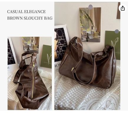 여성용 방랑자 가방, 초 부드러운 접이성 비건 가죽 어깨 핸드백, 세련된 슬러치 토트 가방