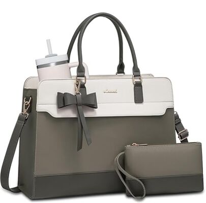 Laptop Tote Bag for Women,Leather Work Bag, Waterproof Business Teacher Bag,Large Computer Handbag Purse Briefcase,Office Gifts for Women