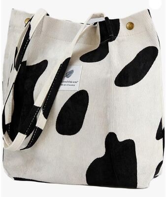 코듀로이 토트백 여성용 귀여운 토트백, 내부 포켓 포함, 직장, 해변, 여행 및 쇼핑 식료품용 숄더백