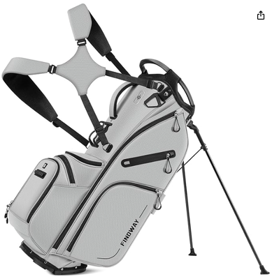 Golf Stand Bag, Lightweight Golf Bag with Stand for Men Women, Golf Club Carry Bag with Dual Strap, Rain Cover, Multiple Pockets, Golf Ball Holder