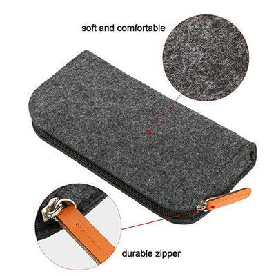 휴대용 내구성 3mm 필트 EVA 연필 케이스 어두운 회색 나일론 재사용 가벼운 디자인 사무실 학교 및 학생에 적합한